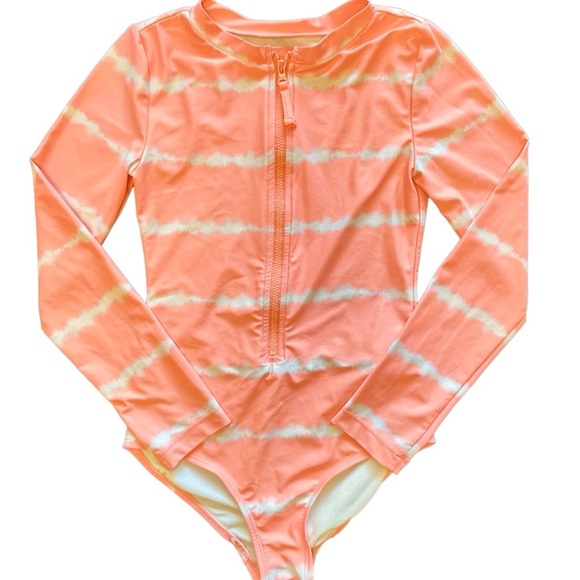 Gap Girls Neon Long Sleeve One Piece Swim Suit Size M - Picture 1 of 6
